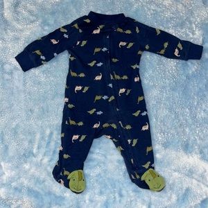 Blue & Green Dinosaur Footie Onesie